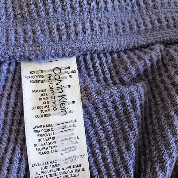 Calvin Klein Performance Plus blue waffle knit thermal activte lounge pants 2X - Picture 10 of 16